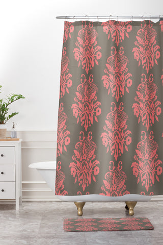 Morgan Kendall pink lace Shower Curtain And Mat