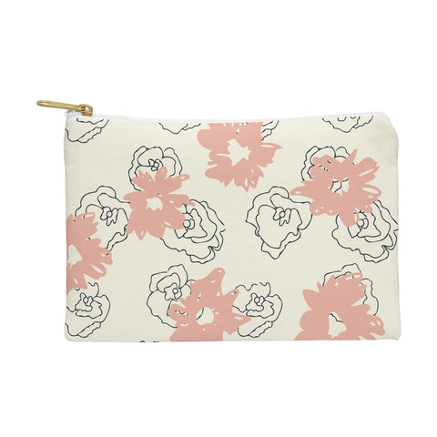 Morgan Kendall pink painted flowers Pouch