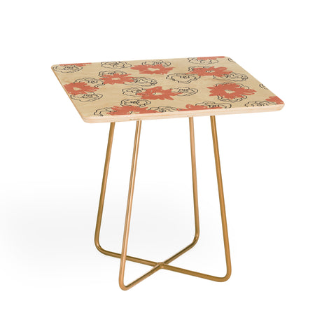 Morgan Kendall pink painted flowers Side Table