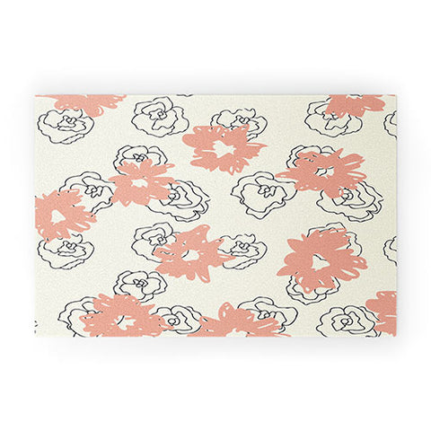 Morgan Kendall pink painted flowers Welcome Mat