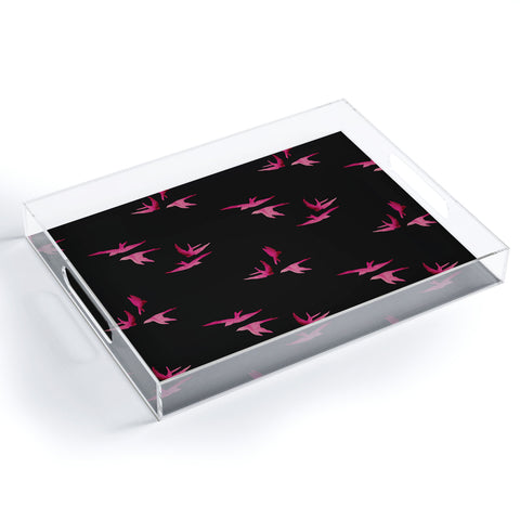 Morgan Kendall pink sparrows Acrylic Tray