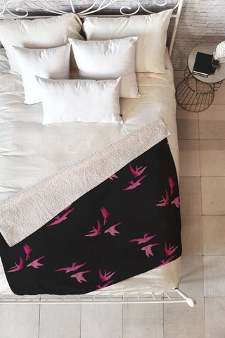 Morgan Kendall pink sparrows Fleece Throw Blanket