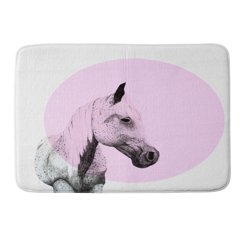 Morgan Kendall pink speckled horse Memory Foam Bath Mat