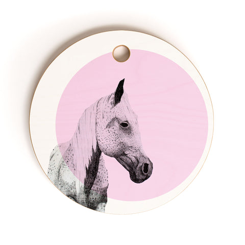 Morgan Kendall pink speckled horse Cutting Board Round