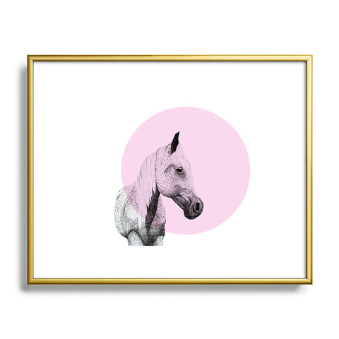 Morgan Kendall pink speckled horse Metal Framed Art Print