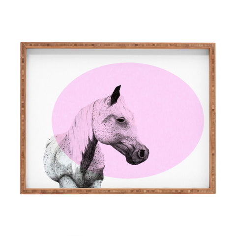 Morgan Kendall pink speckled horse Rectangular Tray
