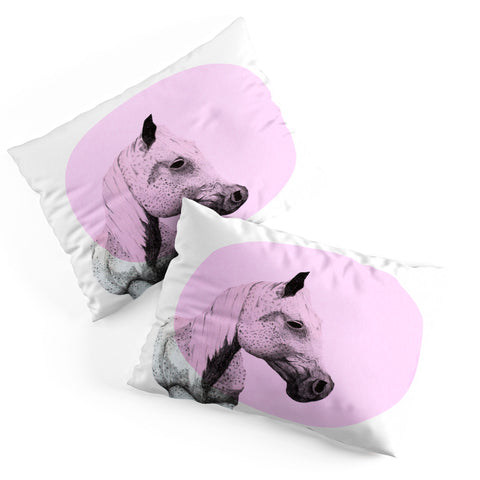 Morgan Kendall pink speckled horse Pillow Shams