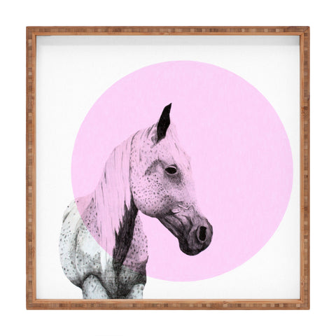 Morgan Kendall pink speckled horse Square Tray