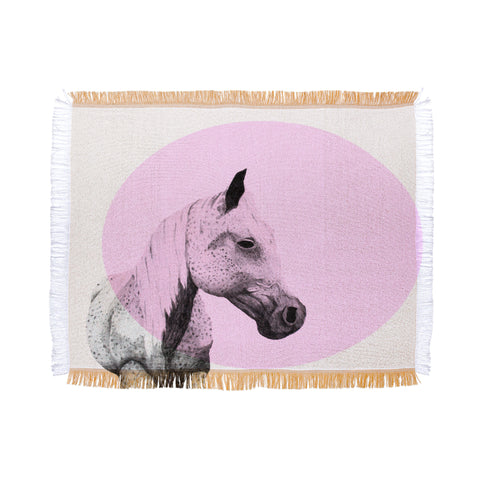 Morgan Kendall pink speckled horse Throw Blanket