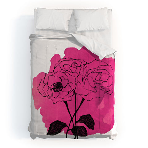 Morgan Kendall pink spray roses Comforter