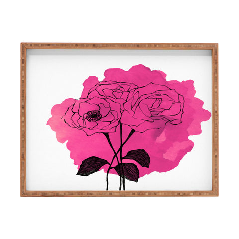 Morgan Kendall pink spray roses Rectangular Tray