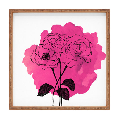Morgan Kendall pink spray roses Square Tray