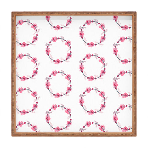 Morgan Kendall pink wreaths Square Tray