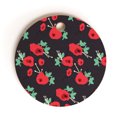 Morgan Kendall poppy field Cutting Board Round