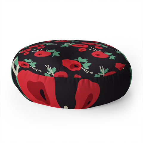 Morgan Kendall poppy field Floor Pillow Round