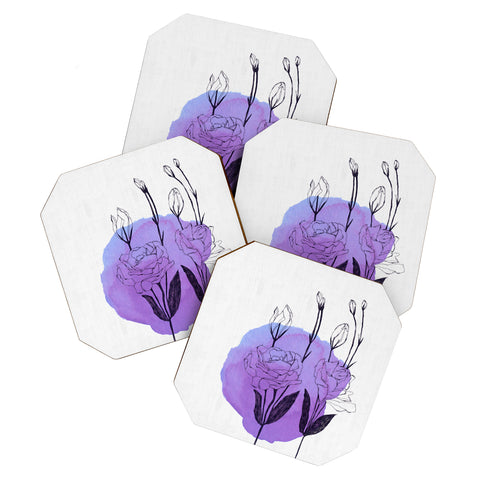 Morgan Kendall purple lisianthus Coaster Set