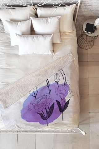 Morgan Kendall purple lisianthus Fleece Throw Blanket