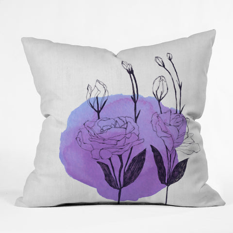 Morgan Kendall purple lisianthus Outdoor Throw Pillow