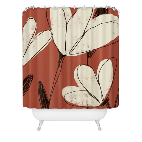 Morgan Kendall sketched flower field Shower Curtain