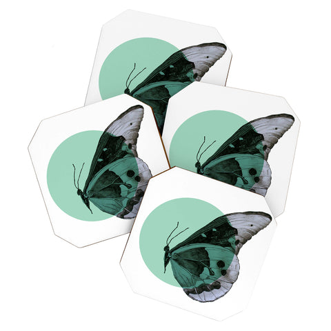 Morgan Kendall turquiose butterfly Coaster Set