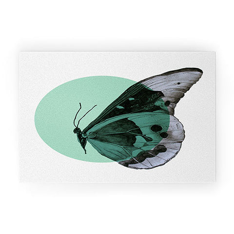 Morgan Kendall turquiose butterfly Welcome Mat