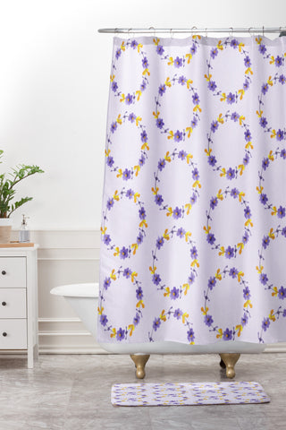Morgan Kendall violets Shower Curtain And Mat