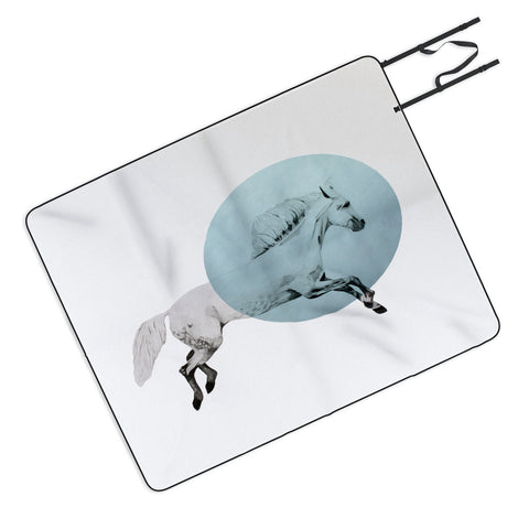 Morgan Kendall White Horse Picnic Blanket