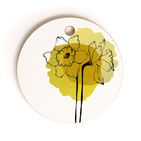Morgan Kendall yellow daffodils Cutting Board Round