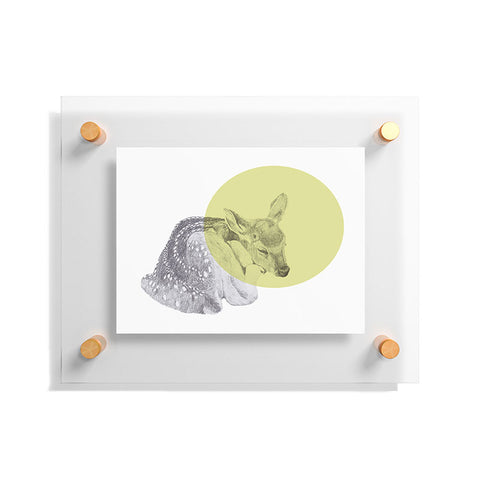 Morgan Kendall yellow sleeping deer Floating Acrylic Print