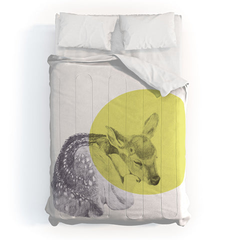 Morgan Kendall yellow sleeping deer Comforter