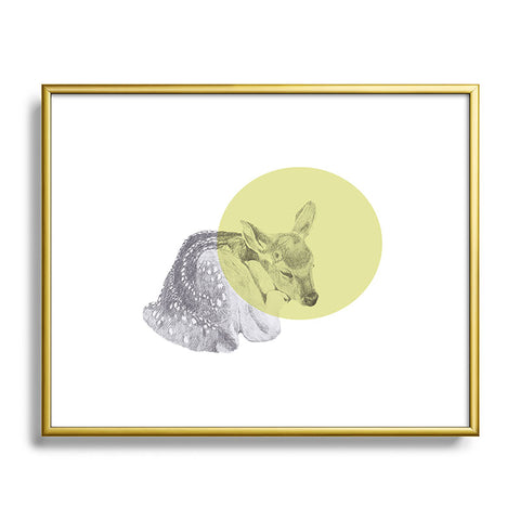 Morgan Kendall yellow sleeping deer Metal Framed Art Print