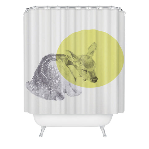 Morgan Kendall yellow sleeping deer Shower Curtain