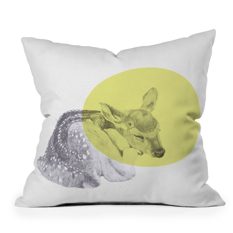 Morgan Kendall yellow sleeping deer Throw Pillow