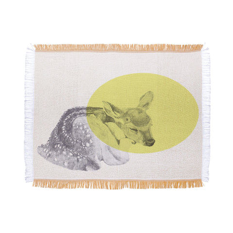 Morgan Kendall yellow sleeping deer Throw Blanket
