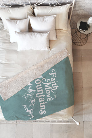 move-mtns Retro Faith can Move Mountains Fleece Throw Blanket