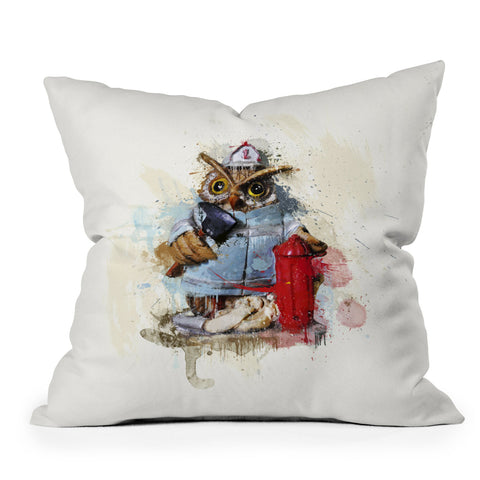 Msimioni Fire Owl Throw Pillow