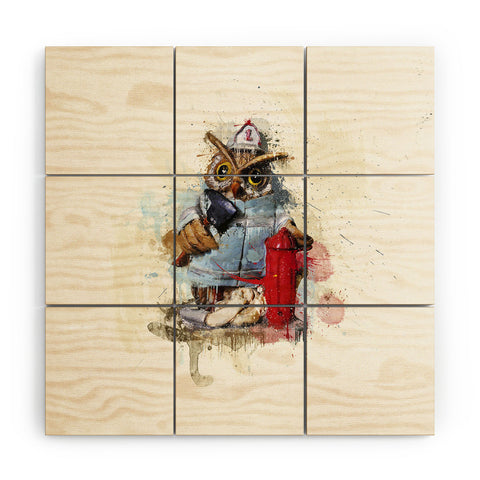 Msimioni Fire Owl Wood Wall Mural