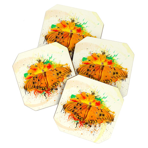 Msimioni Orange Butterfly Coaster Set