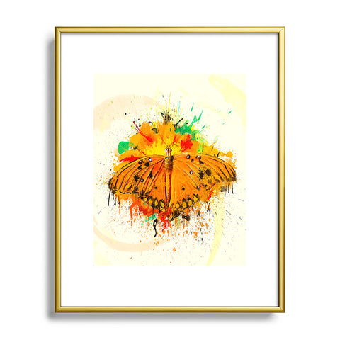 Msimioni Orange Butterfly Metal Framed Art Print