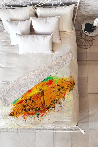 Msimioni Orange Butterfly Fleece Throw Blanket