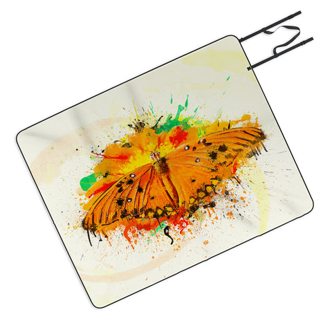 Msimioni Orange Butterfly Picnic Blanket
