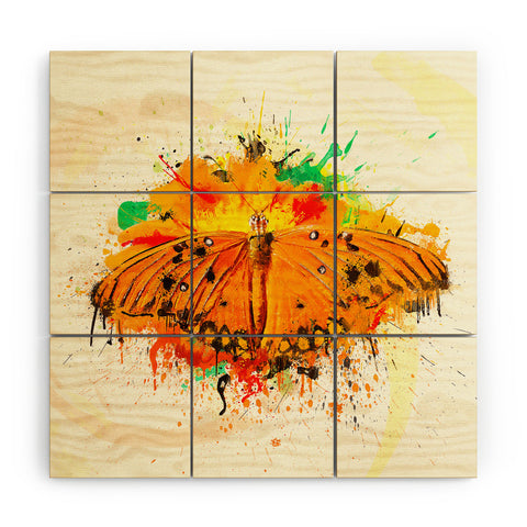 Msimioni Orange Butterfly Wood Wall Mural