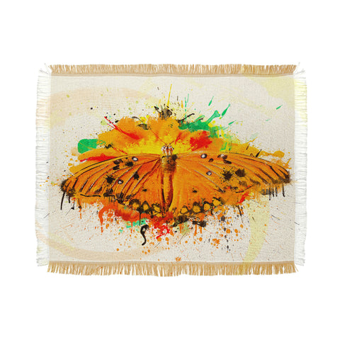 Msimioni Orange Butterfly Throw Blanket
