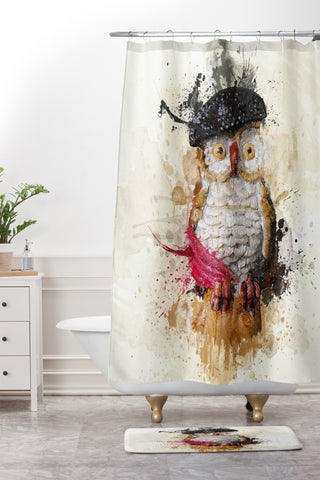 Msimioni Spain Owl Shower Curtain And Mat