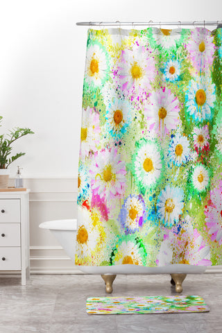 Msimioni Sweet Flowers Colors Shower Curtain And Mat