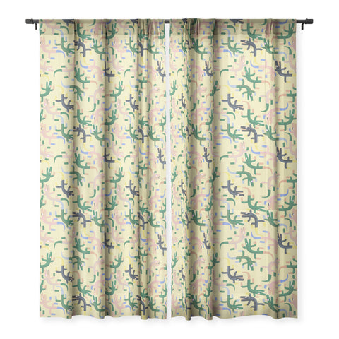 MSRYSTUDIO Crocodile Geometry Sheer Window Curtain