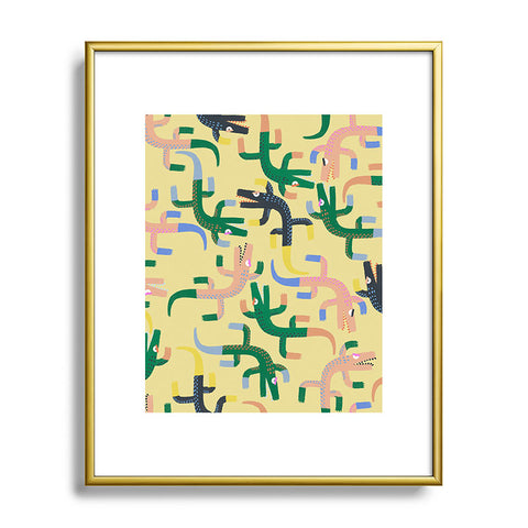 MSRYSTUDIO Crocodile Geometry Metal Framed Art Print