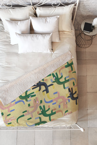 MSRYSTUDIO Crocodile Geometry Fleece Throw Blanket