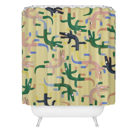 MSRYSTUDIO Crocodile Geometry Shower Curtain