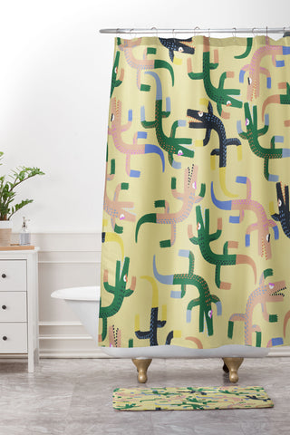 MSRYSTUDIO Crocodile Geometry Shower Curtain And Mat